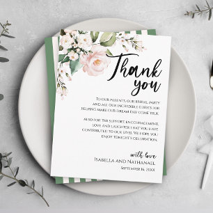 Postal Cartão de Agradecimento Recepção Floral Rosa Blush
