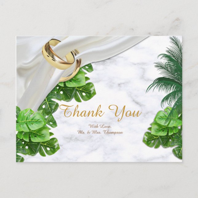 Postal Cartão de agradecimento tropical romântico (Frente)