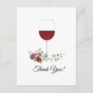 Postal cartão de agradecimento vinho e flores