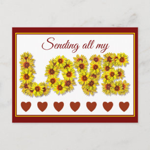 Postal Cartão de Amor de Girassol