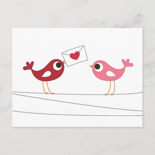 Postal Cartão de Amor dos Pássaros (Frente)
