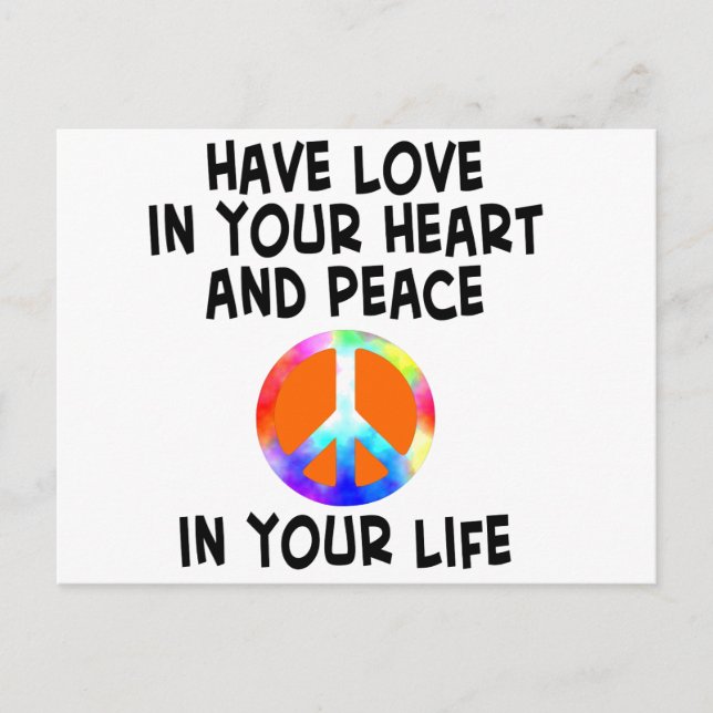 Postal cartão de amor e paz (Frente)