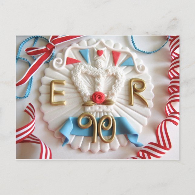 Postal Cartão de Aniversário 90 da Rainha (Frente)