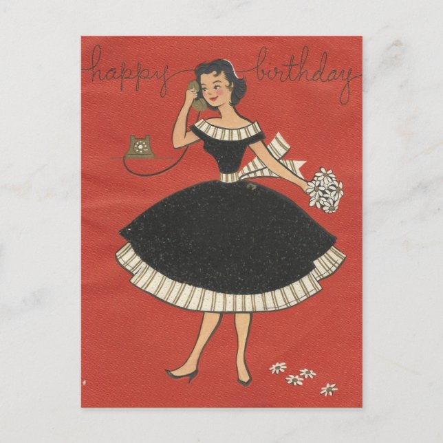 Postal Cartão de aniversário à moda do vintage (Frente)