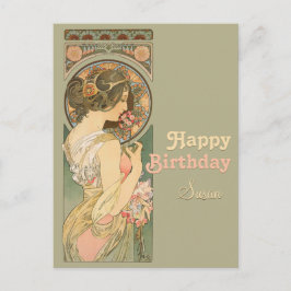 Postal Cartão de aniversário Alphonse Mucha Primrose CC06