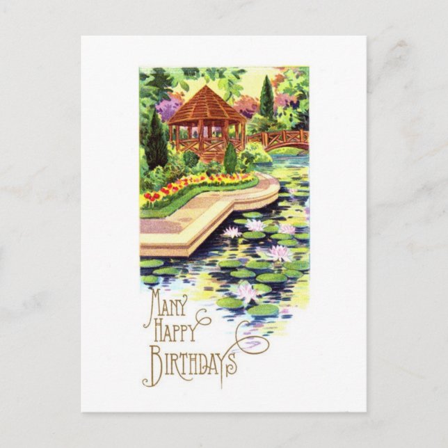 Postal Cartão de Aniversário Antigo (Frente)