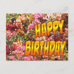 Postal Cartão de Aniversário Bougainvillea Laranja