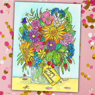 Postal Cartão de aniversário Bouquet por N. Janes