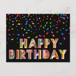 Postal Cartão de Aniversário Colorido Confete Colorido Ar