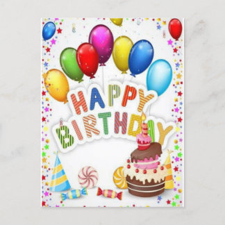 Postal Cartão de Aniversário Colorido Feliz