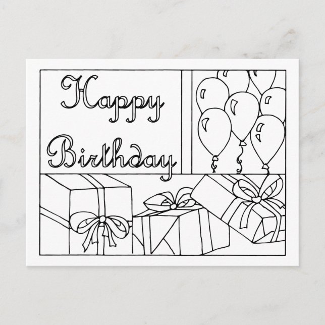 Postal Cartão de Aniversário Colorir (Frente)