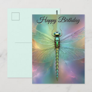 Postal Cartão de Aniversário com Arte Fractal de Libélula