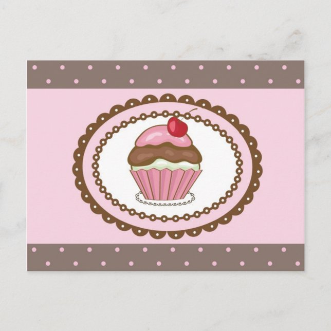 Postal Cartão de aniversário com cupcake (Frente)