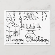 Cartão de aniversário com desenho de linha