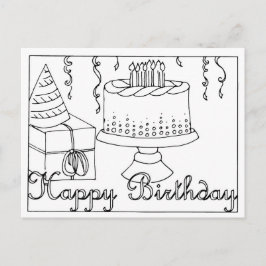 Postal Cartão de aniversário com desenho de linha