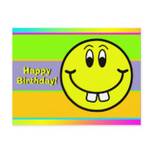 Cartão de aniversário com emoji de rosto sorrident
