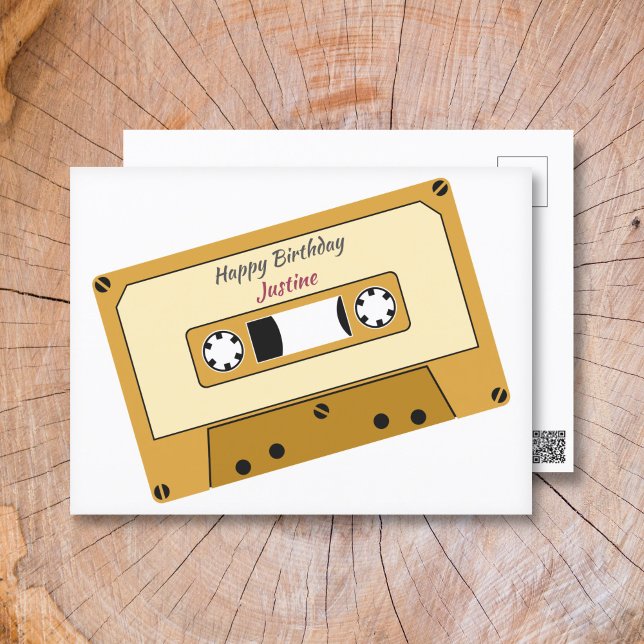 Postal Cartão de Aniversário com Fita Cassete (Cassette Tape Birthday Postcard)