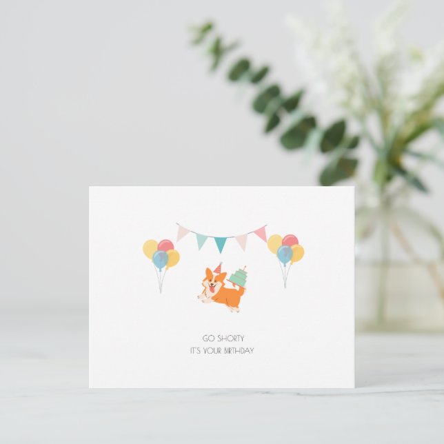 POSTAL CARTÃO DE ANIVERSÁRIO CORGI (Em pé/Frente)