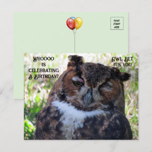 Postal Cartão de Aniversário da Coruja-de-chifres