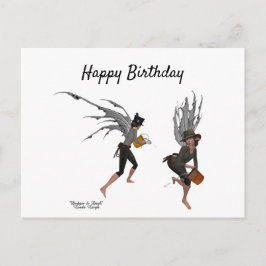 Postal Cartão de Aniversário das Fadas da Chuva Gêmeos Me