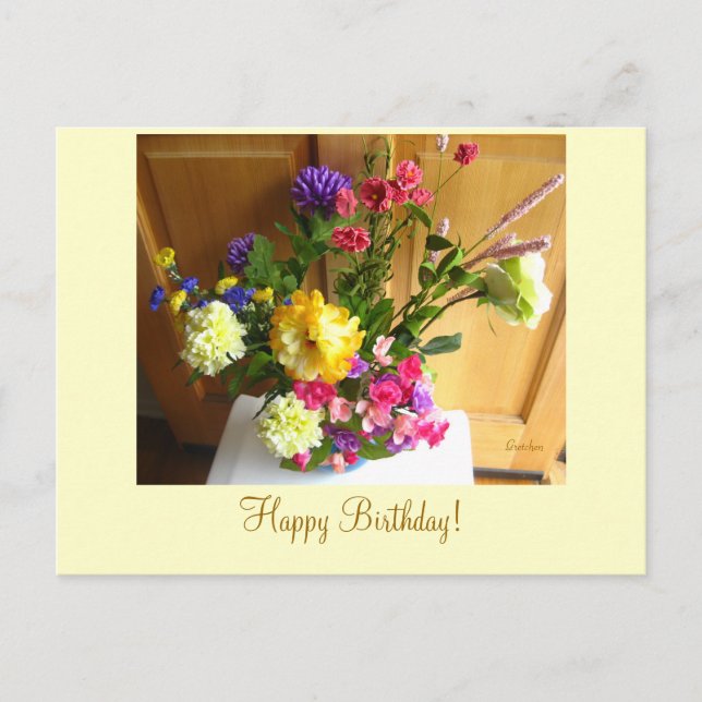 Postal Cartão de Aniversário das Flores Cantantes (Frente)