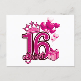 Postal Cartão de aniversário de 16 anos branco