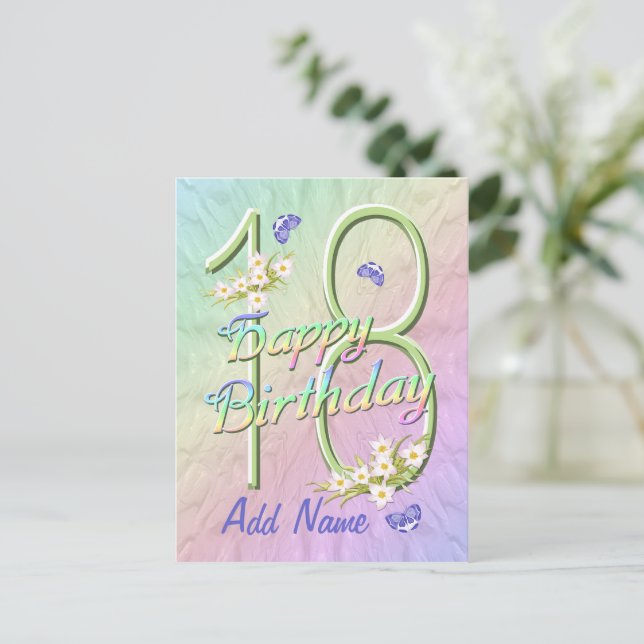 Postal Cartão de aniversário de 18 anos com dança de borb (Em pé/Frente)