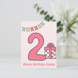 Postal Cartão de Aniversário de 2 Anos de Crianças Colori