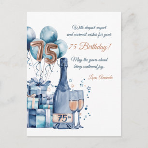 Postal Cartão de Aniversário de 75 Anos Personalizado par