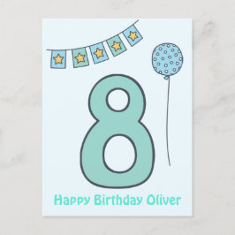 Postal Cartão de Aniversário de 8 Anos de Crianças Colori