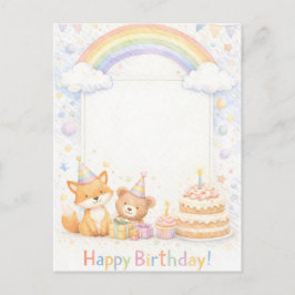 Postal Cartão de aniversário de animais da floresta com a