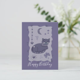 Postal Cartão de aniversário de arte popular noturna capr