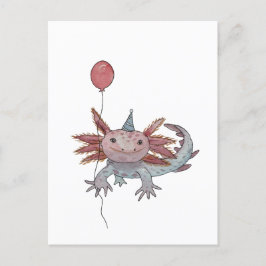 Postal cartão de aniversário de axolote