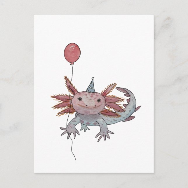 Postal cartão de aniversário de axolote (Frente)