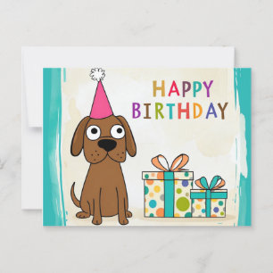 Postal Cartão de Aniversário de Cachorro Marrom Cômico co