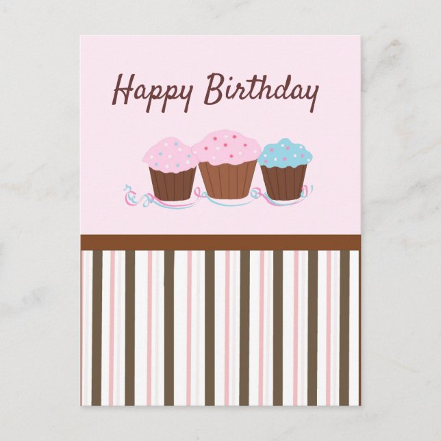 Postal Cartão de Aniversário de Cupcakes (Frente)