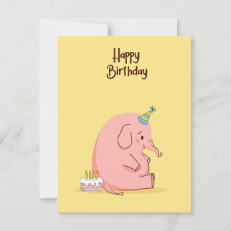 Postal Cartão de Aniversário de Elefante Triste Fofo – Pa