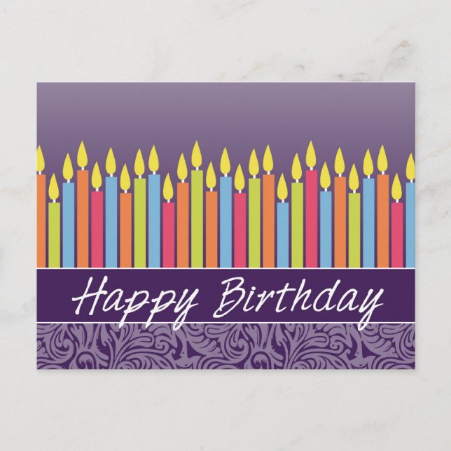 Postal Cartão de Aniversário de Escritório com Velas (Frente)