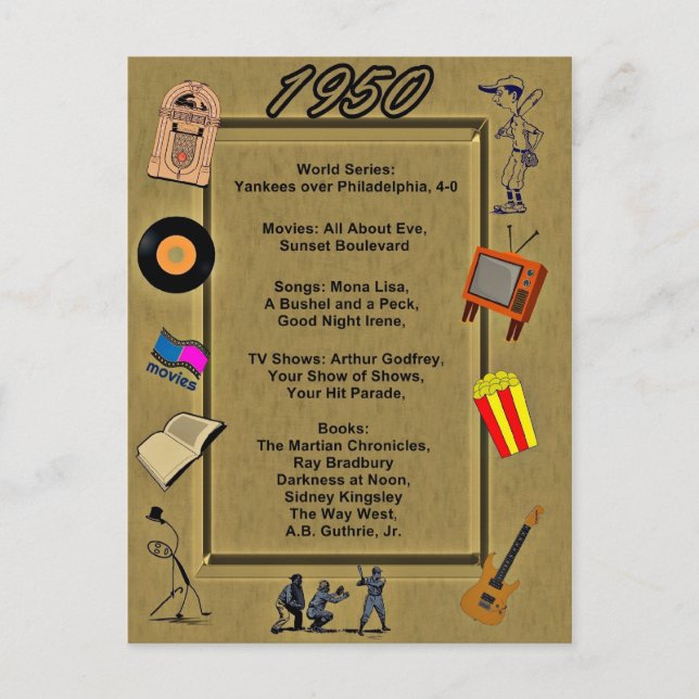 Postal Cartão de aniversário de eventos do Excelente 1950 (Frente)