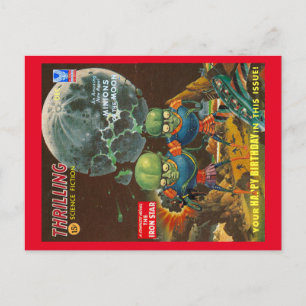 POSTAL CARTÃO DE ANIVERSÁRIO DE FICÇÃO CIENTÍFICA VINTAGE