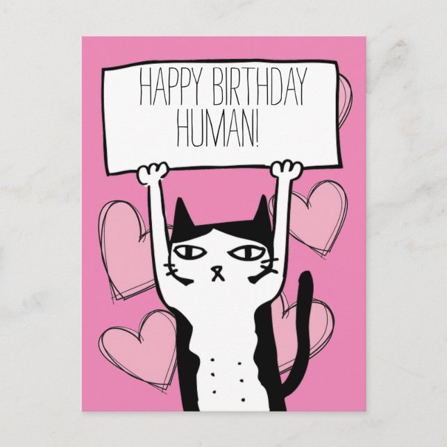 Postal Cartão de Aniversário de Gato (Frente)