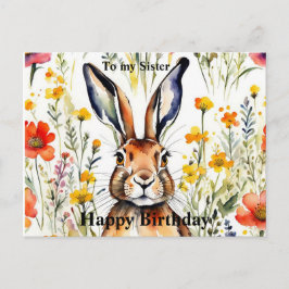 Postal Cartão de aniversário de lebre mágica (editável)