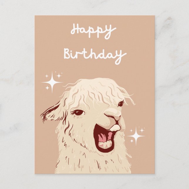 Postal Cartão de Aniversário de Lhama (Frente)