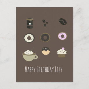 Postal Cartão de Aniversário de Nome Doces Café