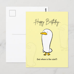 Postal Cartão de Aniversário de Pato Engraçado - Onde est