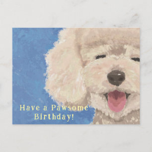 Postal Cartão de Aniversário de Poodle Mensagem Fofa e Ma