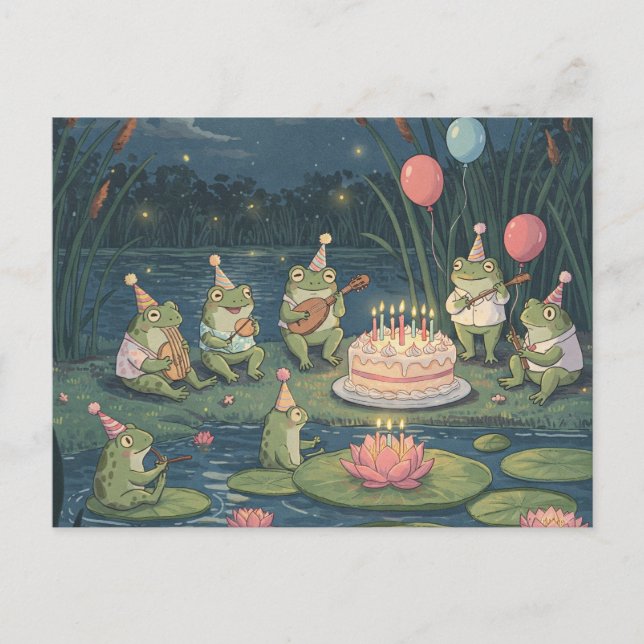 Postal Cartão de Aniversário de Rãs (Frente)