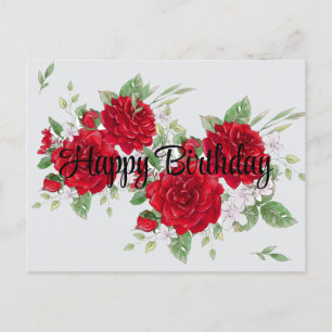 Postal Cartão de Aniversário de Rosas Vermelhas