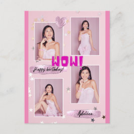 Postal Cartão de Aniversário de Senhora com Foto Minimali