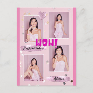 Postal Cartão de Aniversário de Senhora com Foto Minimali